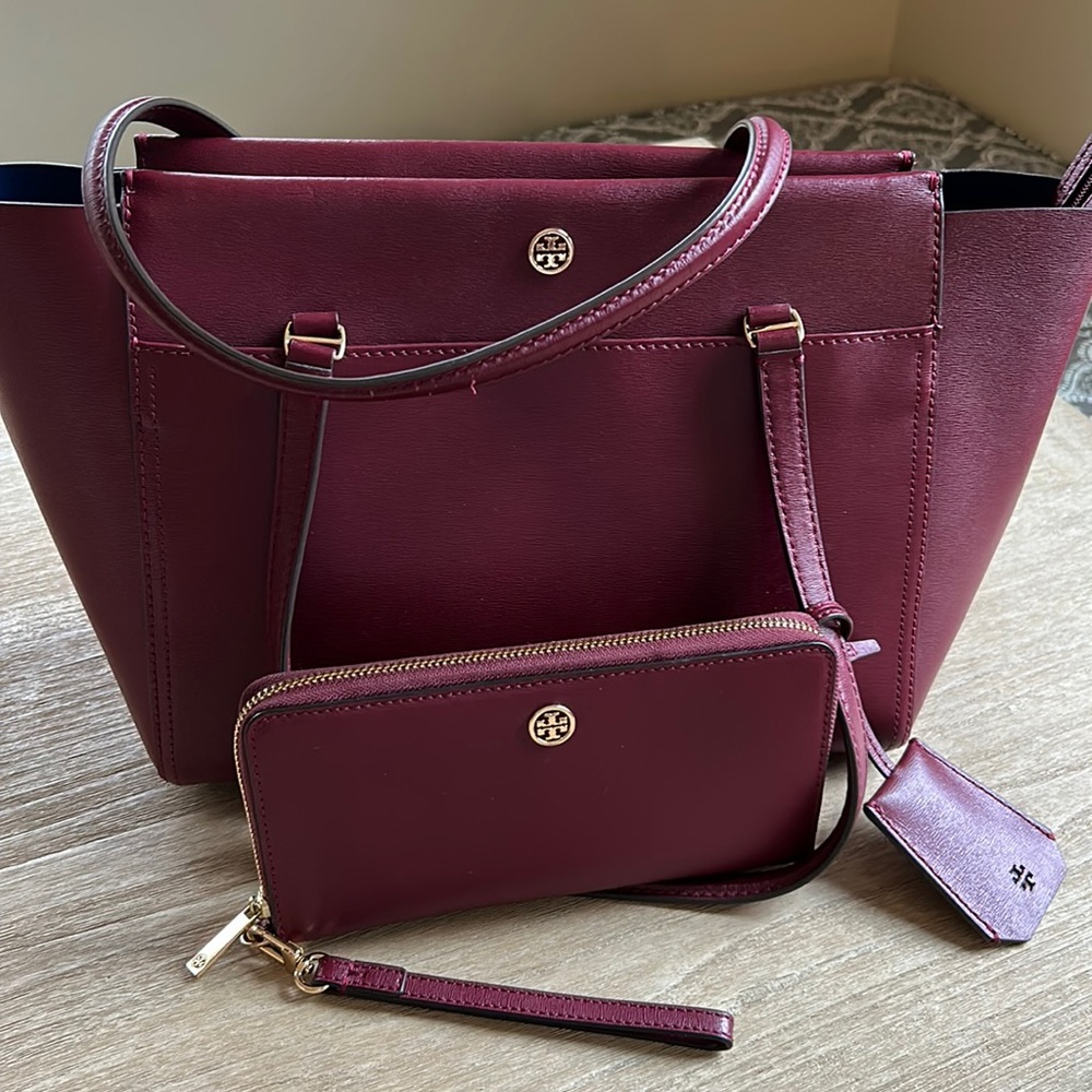 Tory Burch Burgundy Leather Tote
